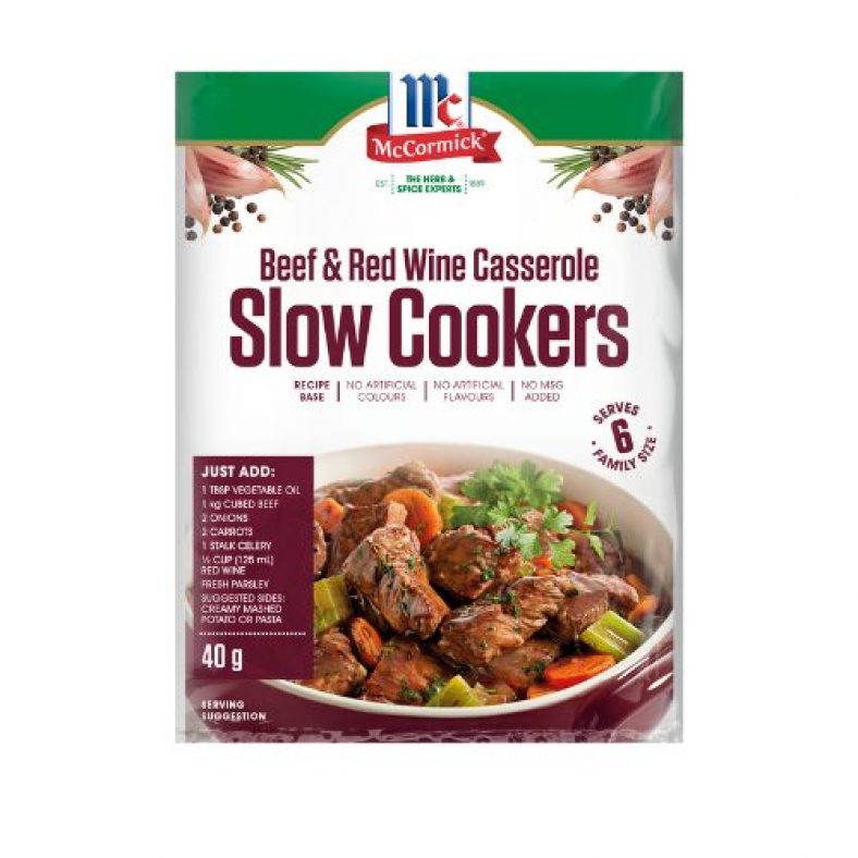 McCormick Seasoning – Slow Cookers Beef & Red Wine Casserole