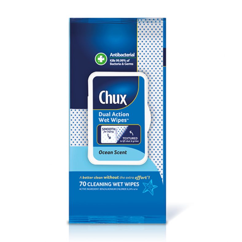 Chux Dual Action Wet Wipes™ – Ocean Scent 70pk
